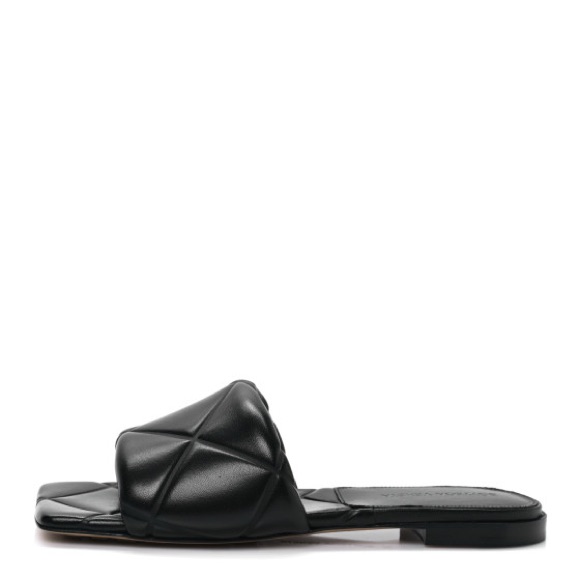 Bottega Veneta Black Napa Flat Sandals